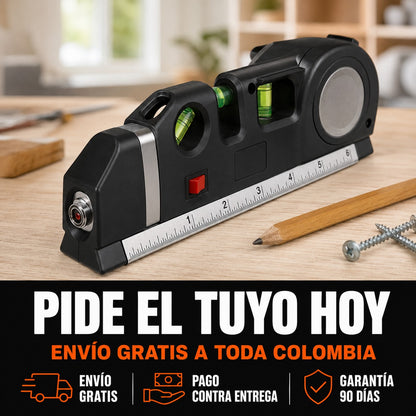 Nível Láser 3 en 1 con Cinta Métrica para Medir y Alinear con Precisión