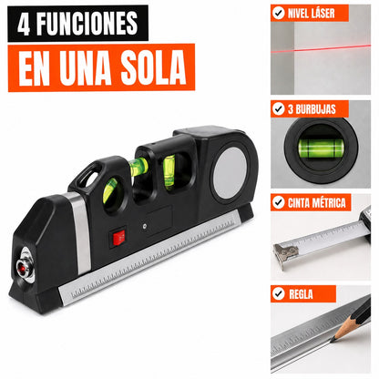 Nível Láser 3 en 1 con Cinta Métrica para Medir y Alinear con Precisión