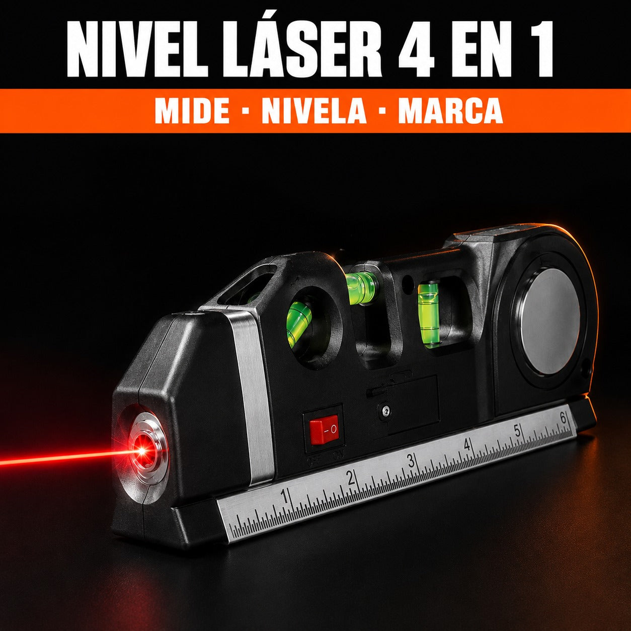 Nível Láser 3 en 1 con Cinta Métrica para Medir y Alinear con Precisión
